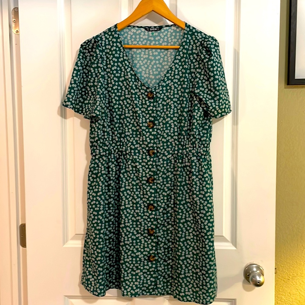 Green floral Shein dress